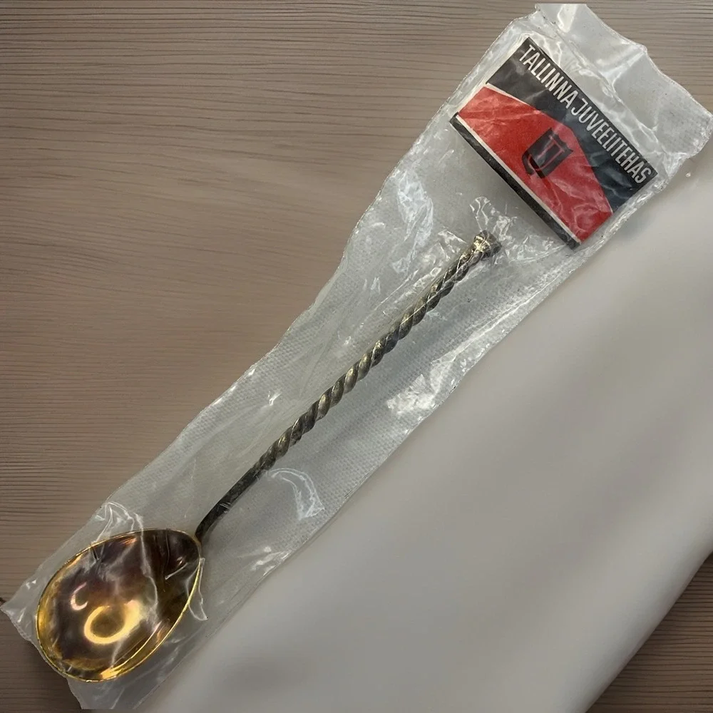 Tallinn Jewelry Factory‎ Spoon Gilded Gold Melchior Vintage Twisted Handle USSR